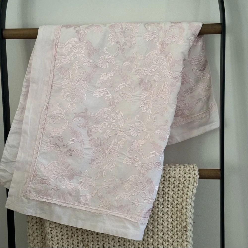 Simply Shabby Chic  | Euro Pillow  Cover | Pink Cotton Embroidered